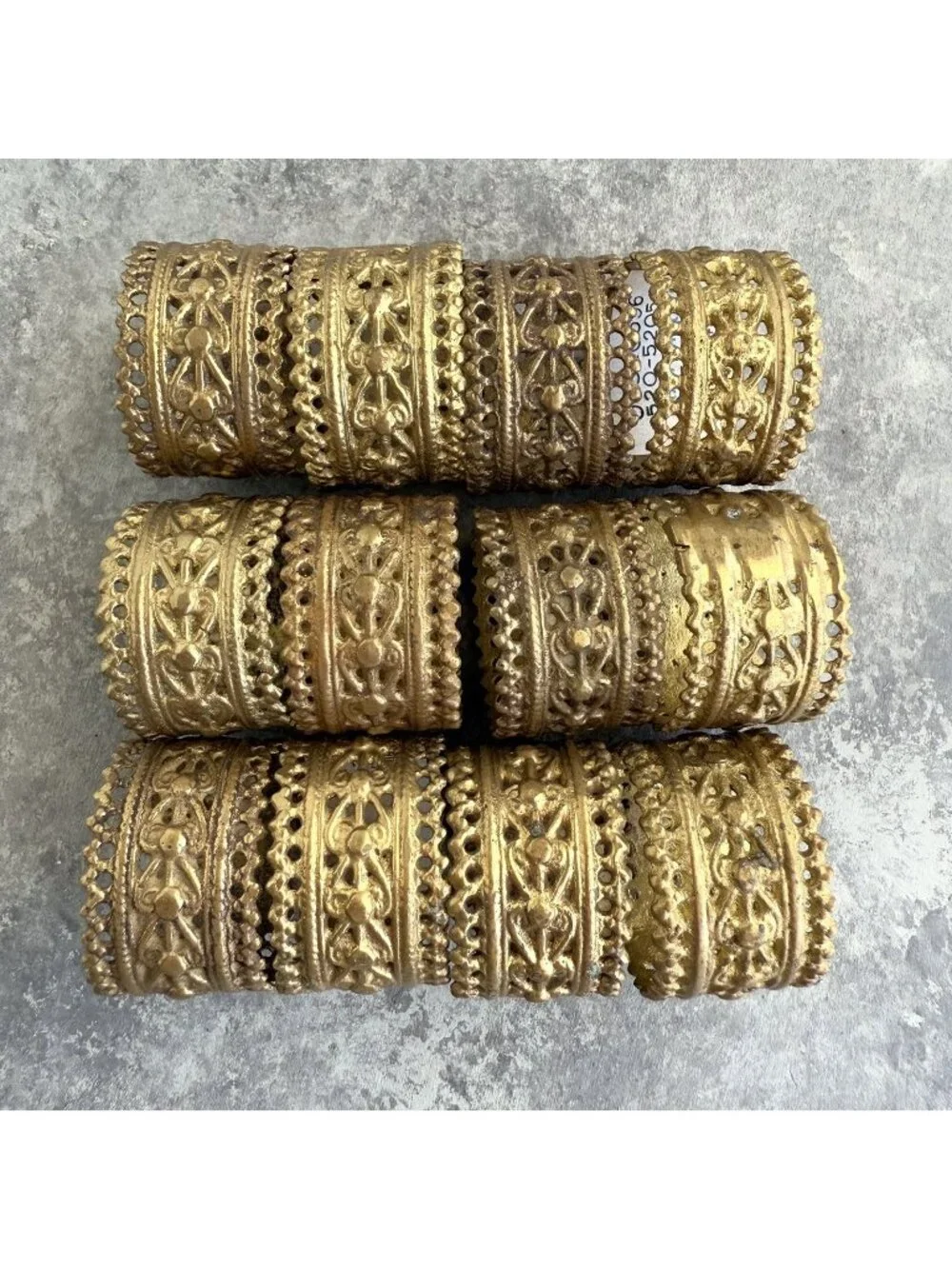 Pier 1 Napkin Rings Gold Tone Metal Filigree Set of 12